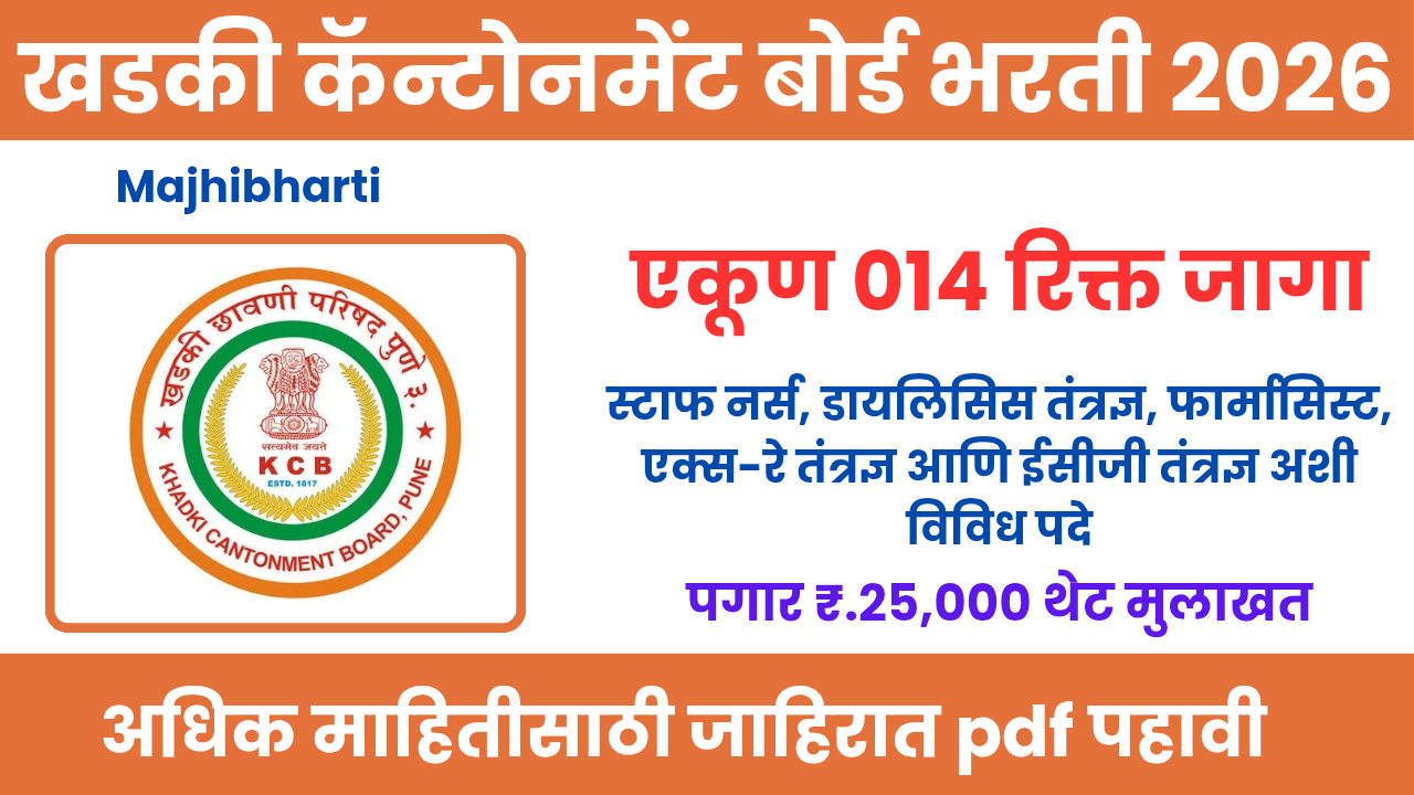 Khadki Cantonment Board Bharti 2026