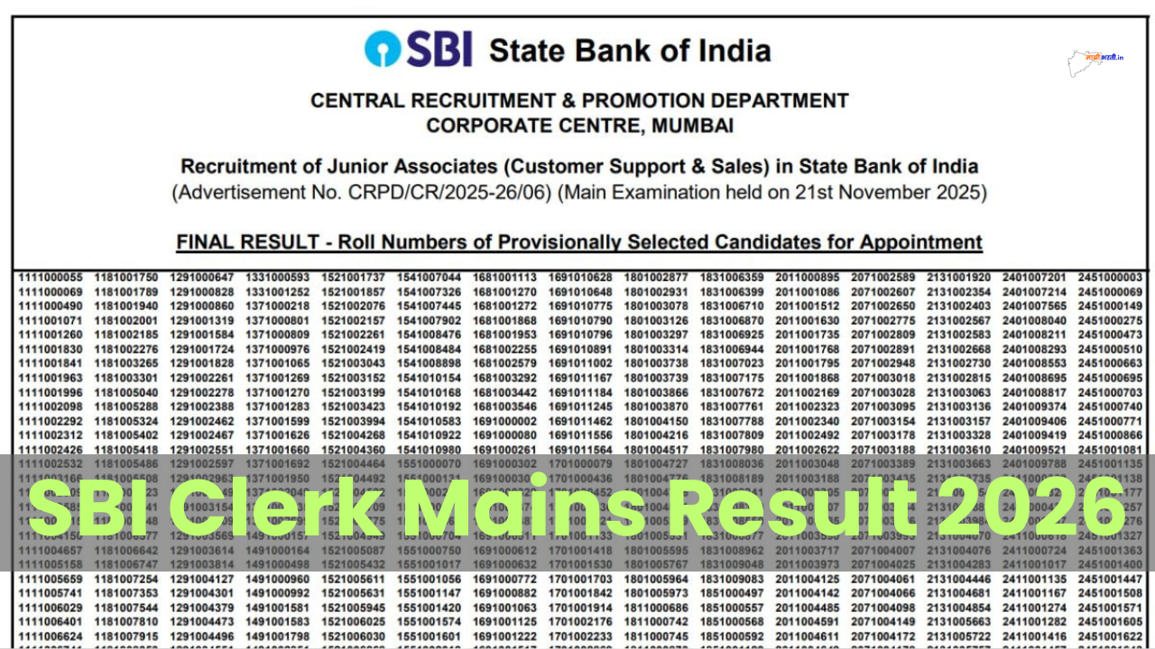 SBI Clerk Result 2026