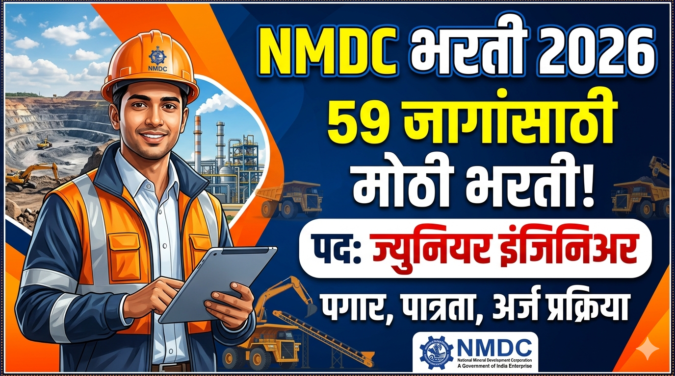 NMDC Recruitment 2026: NMDC लिमिटेड मध्ये 59 जागांसाठी भरती! पद- ज्युनियर इंजिनिअर NMDC Recruitment 2026